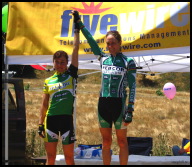 The QOM and 2nd place finisher, McGuire's Stacy ? and Womens winner, Karen Brems, Webcor.jpg