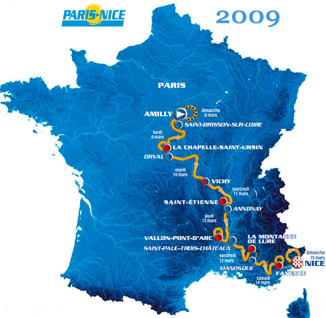 The official 2009 ParisNice route