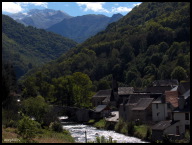 The town of les Bordes and snowcapped Pic de Barlonguere (2802m).jpg