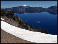 Jaws drop when Crater Lake is viewed for the first time. Mt Scott, behind Cloudcap Outlook, is the highest point in the park at 8929'.jpg