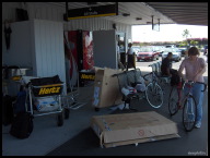Making a mess while assembling our bikes at Hertz.jpg