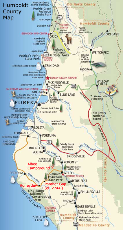 map of california coast. Humboldt County Map