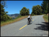Rebecca breaks into the paperboy weave going up the steep west side of Panther Gap.jpg